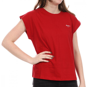 Vêtements Femme T-shirts manches courtes Pepe Felpa jeans PL504821 Rouge