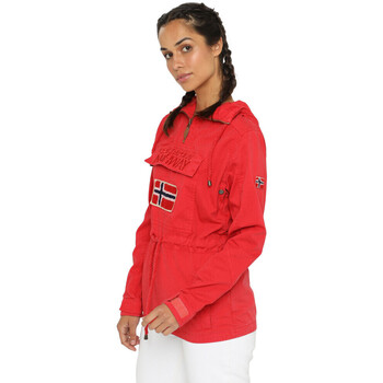 Vêtements Femme T-shirt à Manches Courtes En Geographical Norway Blouson Canon - capuche Rouge