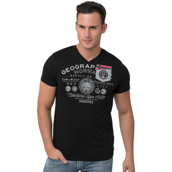 Vêtements Homme T-shirts & Polos Geographical Norway T-shirt  - col V - imprimé Noir