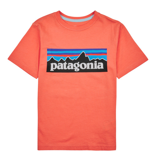 Vêtements Enfant Pullover tee with a round neckline and long sleeves Patagonia BOYS LOGO T-SHIRT Corail