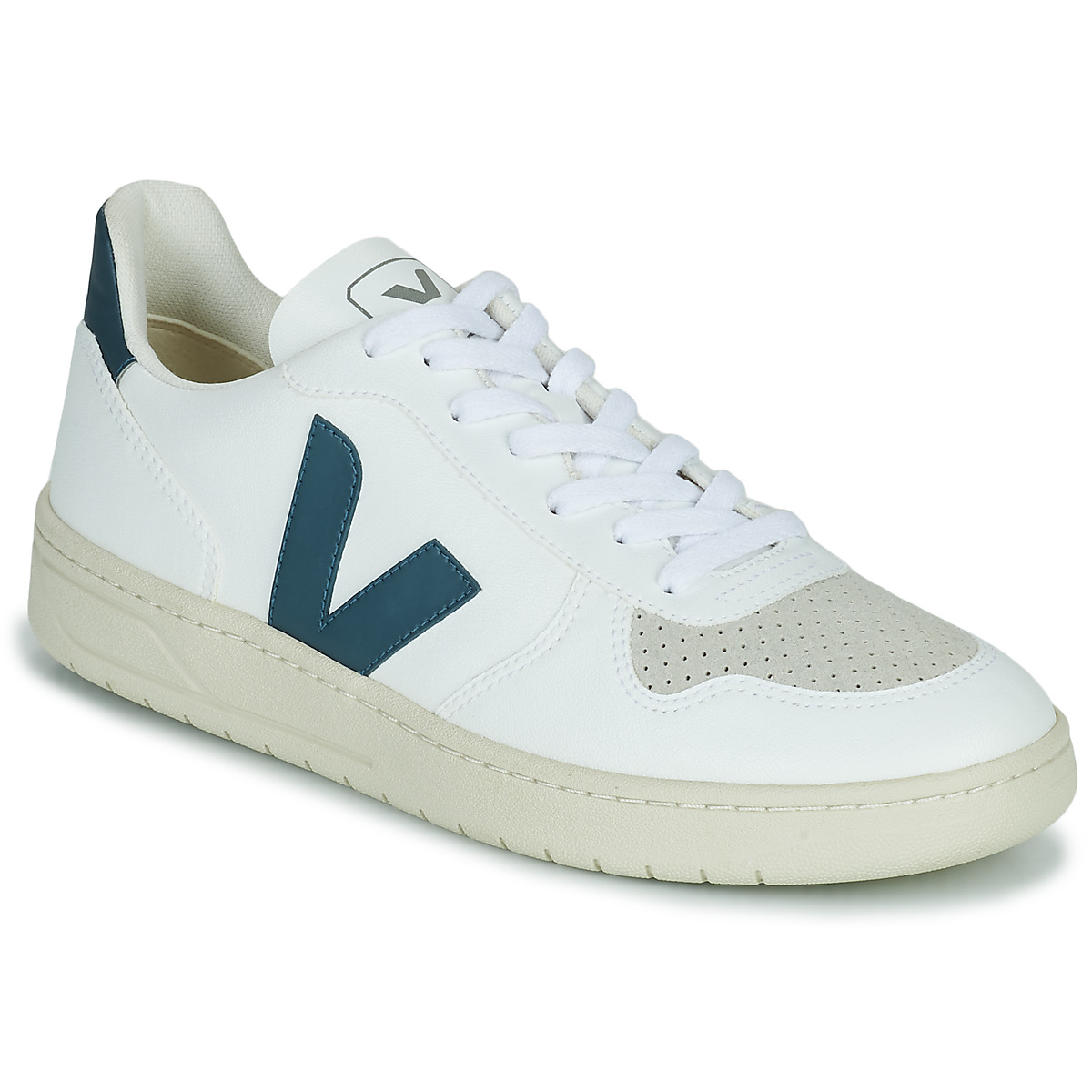 Chaussures Sneakers mulher VEJA V-10 Leather VX021267A Extra White Nautico Pekin 1 V-10 Blanc / Bleu