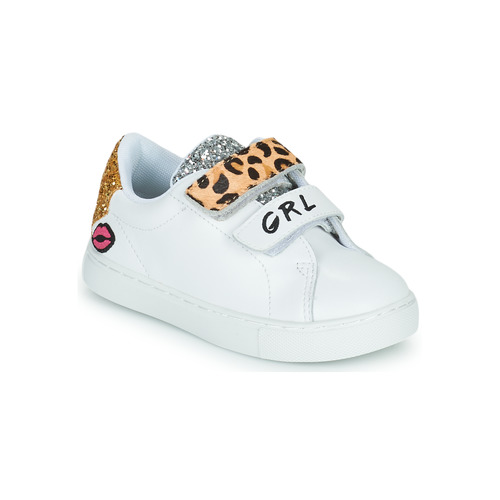 Chaussures Fille Baskets basses Simone Just Married Paname MINI EDITH GRL PWR Blanc / léopard