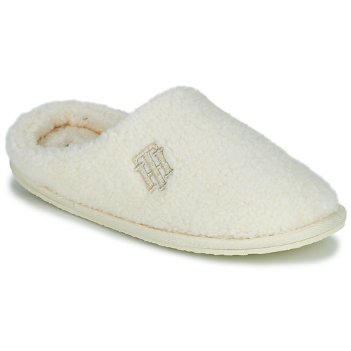 Tommy Hilfiger TH MONOGRAM SHINY HOME SLIPPER Crème - Chaussures Chaussons  Femme 123,14 €