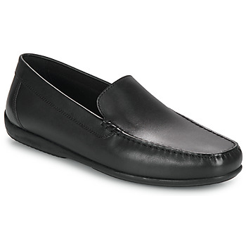 GEOX SIMON Chaussures Hommes-Élégant Slipper-Chaussures Basses Noir NEUF