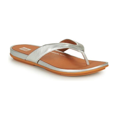 Chaussures Femme Tongs FitFlop GRACIE LEATHER FLIP-FLOPS Silver