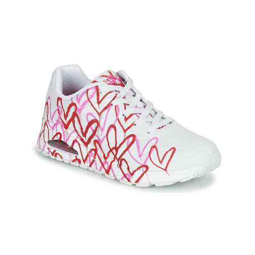 Chaussures Femme Baskets basses Skechers skie UNO Blanc / Rouge