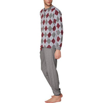 Admas Pyjama tenue d'intérieur pantalon et haut Rombos Gris