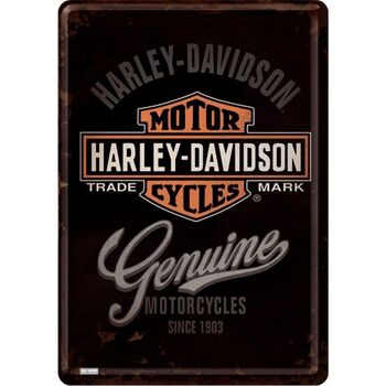 Maison & Déco Tableaux / toiles Impact Et Stratégie Carte postale métallique Harley Davidson Noir