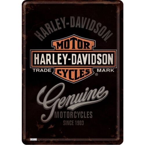 Maison & Déco Tableaux / toiles Impact Et Stratégie Carte postale métallique Harley Davidson Noir