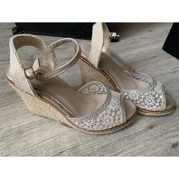 Chaussures Femme Sandales et Nu-pieds Sans marque Sandales compensées strass beige doré Beige