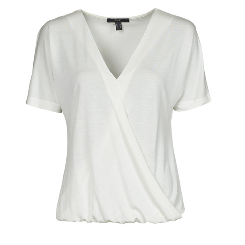 Vêtements Esprit CLT wrap tshirt OFF WHITE - Livraison Gratuite 