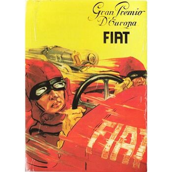Linge de maison Brett & Sons Forme Plaque métal carte postal Fiat 500 Gran Premio Jaune