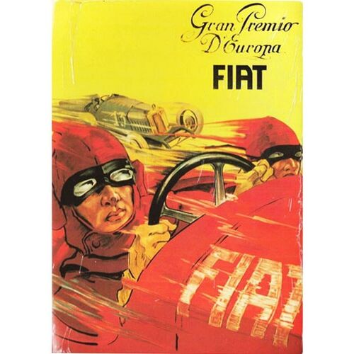 Linge de maison Brett & Sons Forme Plaque métal carte postal Fiat 500 Gran Premio Jaune