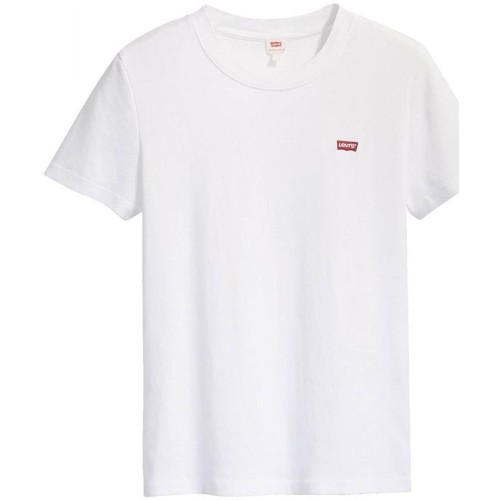 Vêtements Femme Everrick T-shirt In White Cotton Levi's 37697 0000 - SS RIB BABY TEE-0000 Blanc