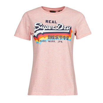 Vêtements Femme T-shirts manches courtes Superdry VL TEE Shell Pink Marl