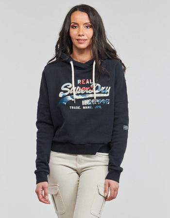 Visiter la boutique SuperdrySuperdry Sdry Code Logo Tape Crop Hood Sweat à Capuche Femme 