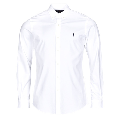 Vêtements Homme Chemises manches longues Polo Ralph Lauren CHEMISE AJUSTEE SLIM FIT EN POPELINE UNIE Blanc 