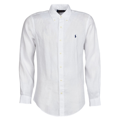 Vêtements Homme Chemises manches longues Polo Affluent Ralph Lauren CHEMISE COUPE DROITE EN LIN Blanc