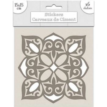 Maison & Déco Stickers Cadoons 6 stickers à carreaux de ciment 15 x 15 cm Beige