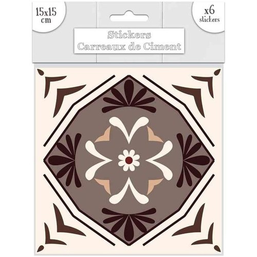 Maison & Déco Zadig & Voltaire 6 stickers à carreaux de ciment 15 x 15 cm Marron