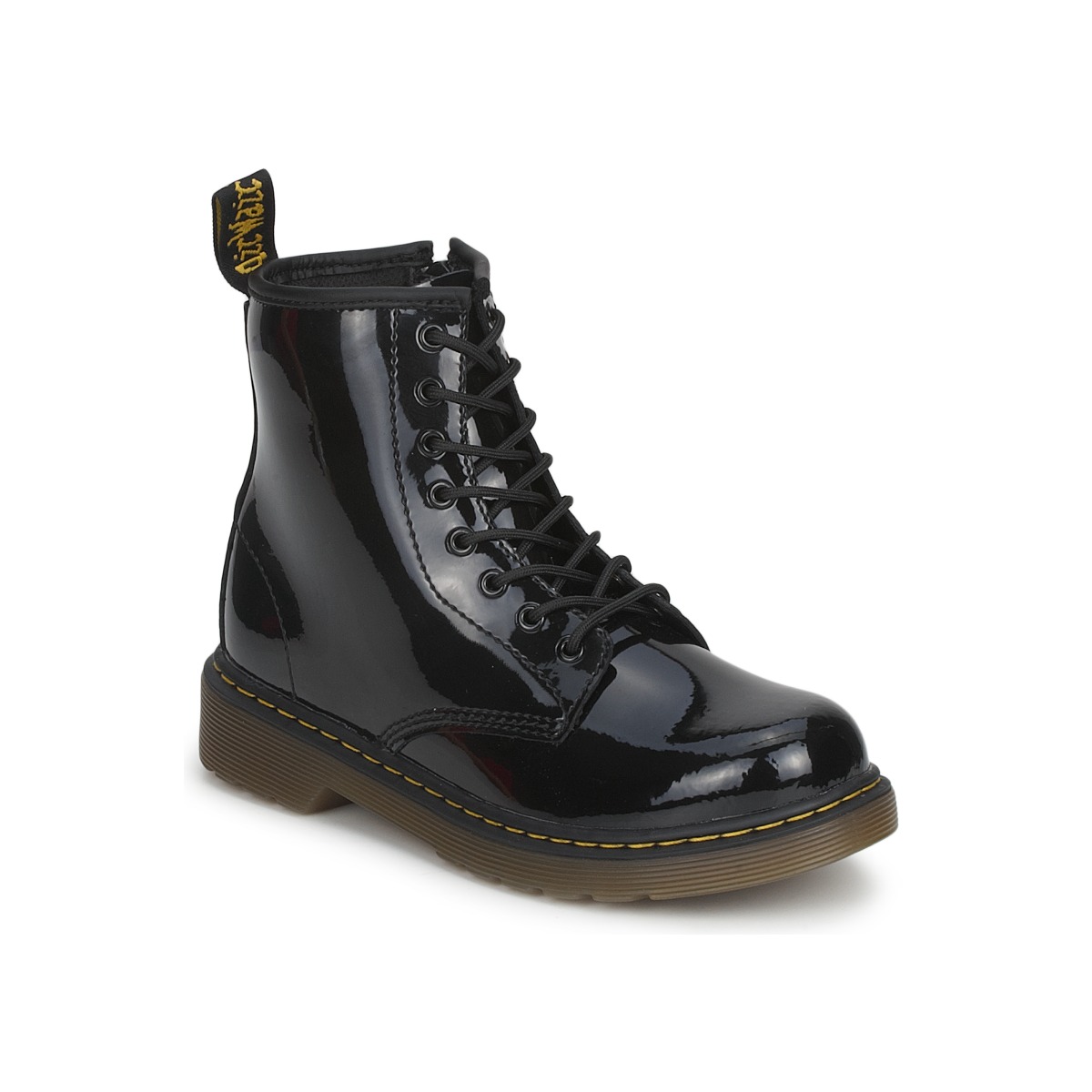 Chaussures Fille Boots Dr. Kids Martens 1460 JR BLACK PATENT LAMPER Noir