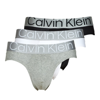 Sous-vêtements Homme Slips Calvin Klein Jeans BRIEF X3 Noir / Gris . Blanc