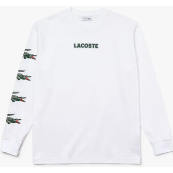Vêtements T-shirts manches longues Lacoste T-shirt  SPORT en jersey de coton imprimé crocodiles Blanc