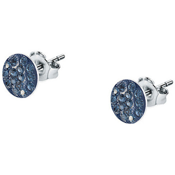Montres & Bijoux Boucles d'oreilles Cleor Puces  en Argent 925/1000 et Cristal Bleu Blanc