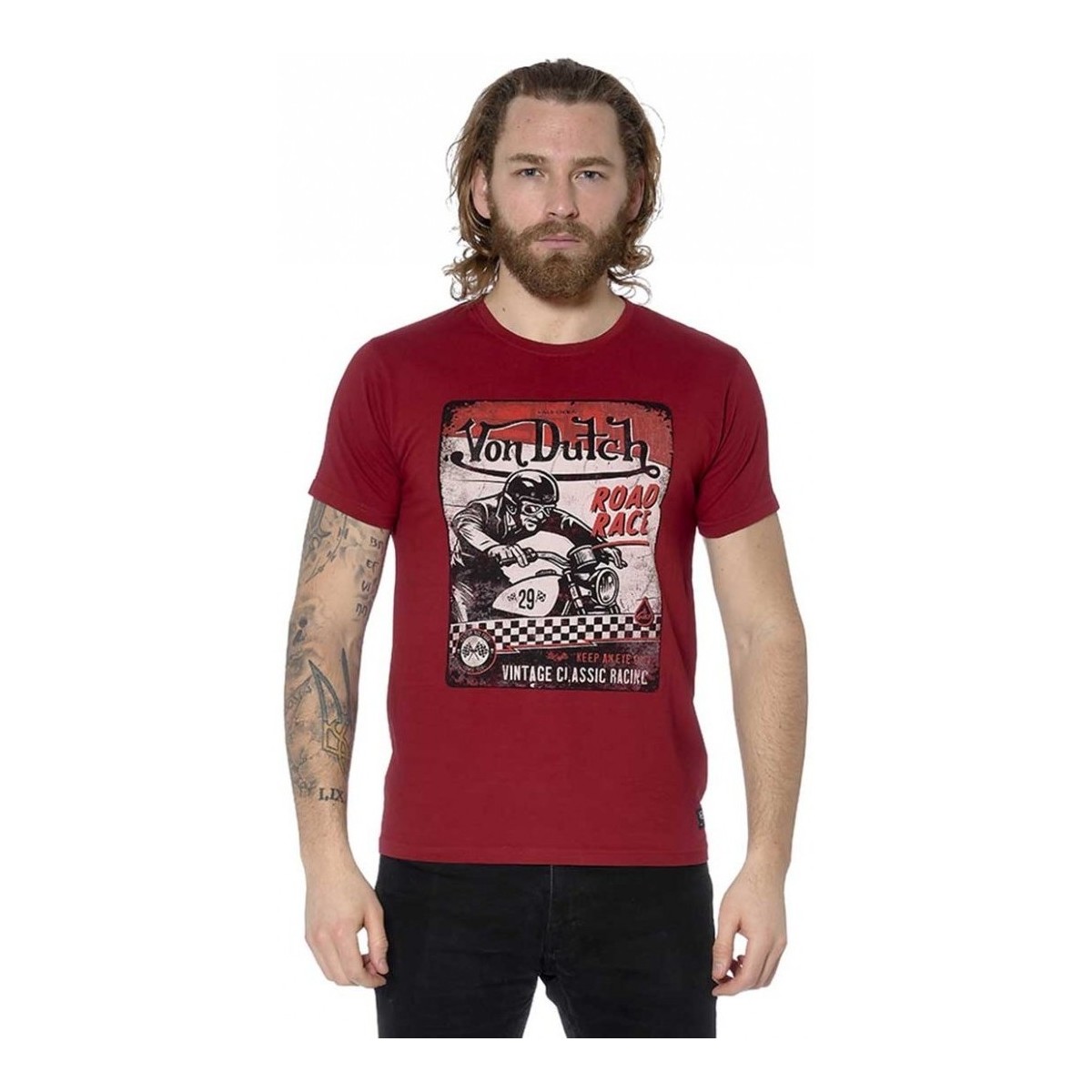 Vêtements Homme T-shirts manches courtes Von Dutch T-shirt Homme Race Print Rouge