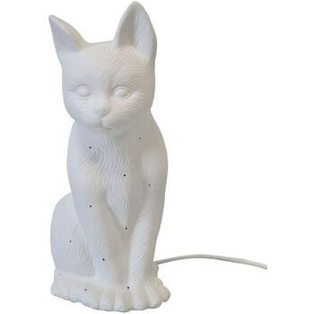 Maison & Déco Lampes à poser Faye Lampe à poser en porcelaine blanche chat 27 cm Blanc