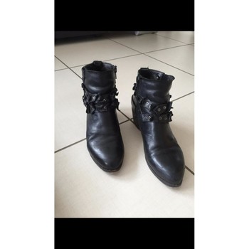 Un Matin d'Eté Low boots  cuir UME Noir