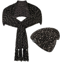 Accessoires textile Femme Echarpes / Etoles / Foulards Mokalunga Echarpe et bonnet Cabra Noir
