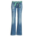 Bershka Gräddvita lappade jeans med rak passform i vintage-modell