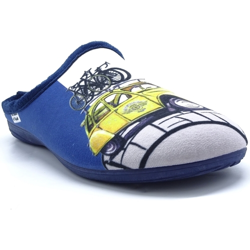 Chaussures Homme Chaussons Coton Du Monde 6744 Bleu