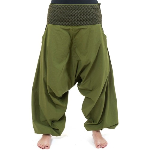 Pantalons Fluides & Sarouels Fantazia Pantalon sarwel mixte ethnique imprime retro Nadehu Kaki - Vêtements Pantalons fluides