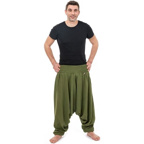 Vêtements Pantalons | Sarouel elastique uni sarwel indian aladin kaki fonce - ZS36689