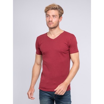 Vêtements Short Sleeve Poplin Check Shirt Ritchie T-shirt col V pur coton organique WORD Bordeaux