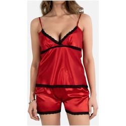 Vêtements Femme Pyjamas / Chemises de nuit Kebello Ensemble pyjashort fines bretelles en satin Rouge F Rouge