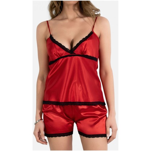 Vêtements Femme Pyjamas / Chemises de nuit Kebello Ensemble pyjashort fines bretelles en satin Rouge F S Rouge