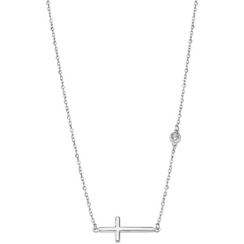 Montres & Bijoux Femme Colliers / Sautoirs Lotus Collier  silver croix Blanc