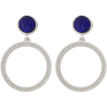 Montres & Bijoux Femme Boucles d'oreilles Saunier Boucles d'oreilles  cercle lapis lazuli Blanc
