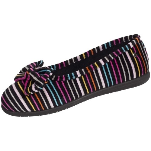 Chaussures Femme Chaussons Isotoner Chaussons ballerines rayés  ref 54578 Multi Multicolore