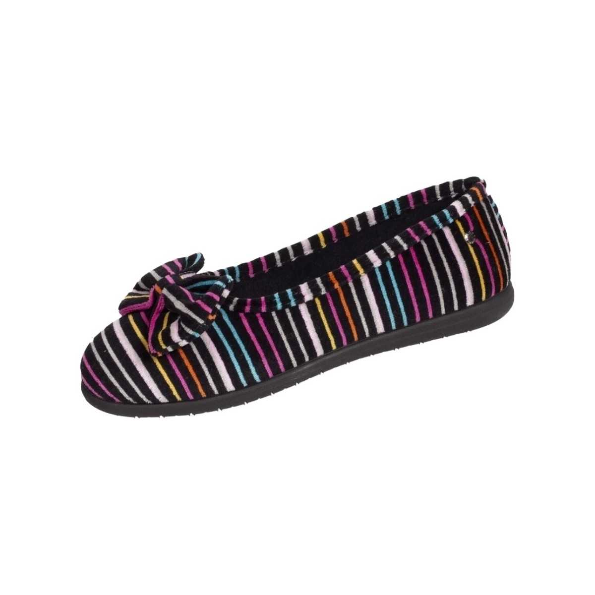Chaussures Femme Chaussons Isotoner Chaussons ballerines rayés  ref 54578 Multi Multicolore