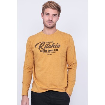 Vêtements mens clothing swimwear boardshorts Ritchie T-shirt manches longues col rond pur coton JUPORTAL Jaune moutarde