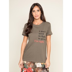 Vêtements Smart & Joy Dona X Lisa T-shirt col rond message FIBEXO Kaki