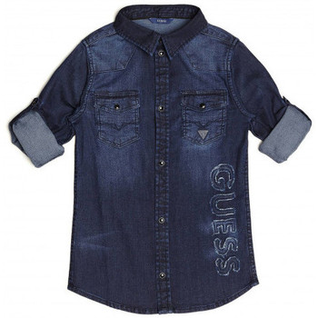 Vêtements Enfant Chemises manches longues Guess Chemise junior jean bleu brut  - 10 ANS Bleu