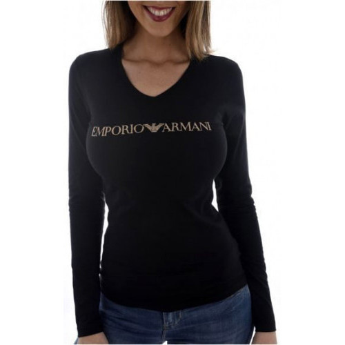 Vêtements Femme For Lacoste L1212 Pique Polo Shirt Emporio Armani Tee shirt femme ARMANI 163141 noir/or - S Noir