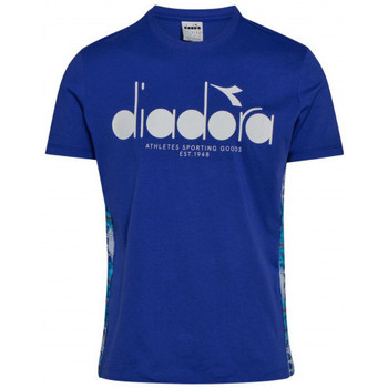 Vêtements T-shirts Born manches courtes Diadora Tee shirt homme  bleu à bande   502175279 Bleu