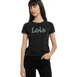 Vêtements T-shirts manches courtes Lois Tee-shirt femme LOIS jean noir et vert NOIR VERT