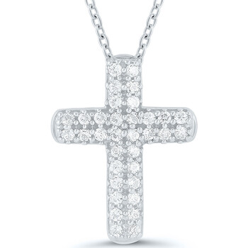 Montres & Bijoux Femme Colliers / Sautoirs Brillaxis Collier  or blanc 18 carats croix diamant Blanc